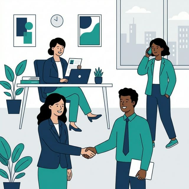 Job Giver Australia recruitment team — professionals reviewing applications, shaking hands with candidates